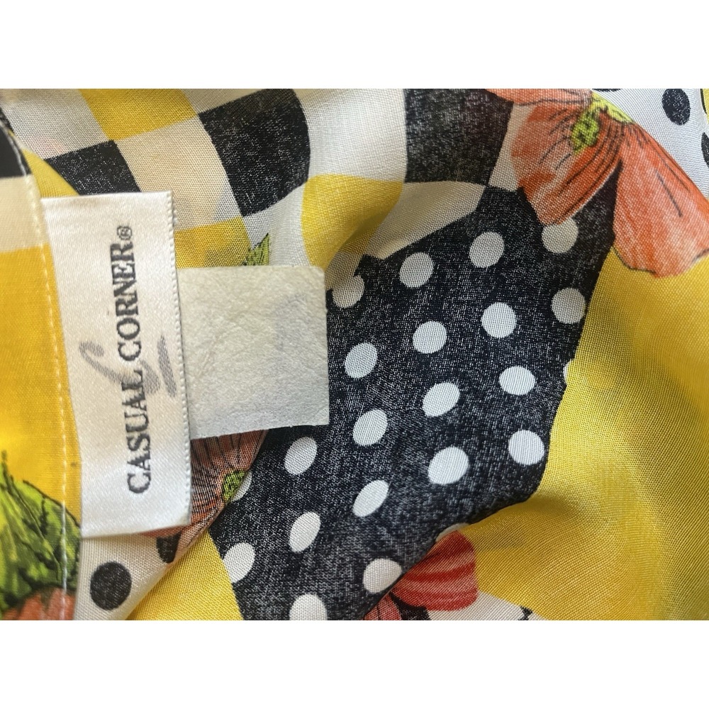 Vintage 90s Casual Corner Patchwork Floral Duster Jacket Checker Polka Dot M L - Picture 7 of 9